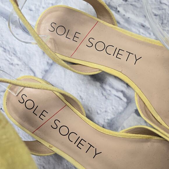 Sole Society Butter Yellow Pollie Flats Ankle Strap with Bow size 8.5M Kid Suede - Picture 12 of 16